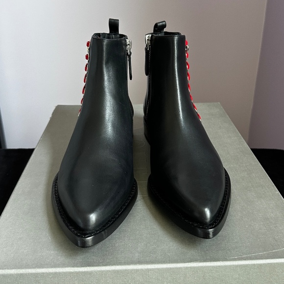 Alexander McQueen Braided Chain Leather Ankle Boots - Picture 2 of 14